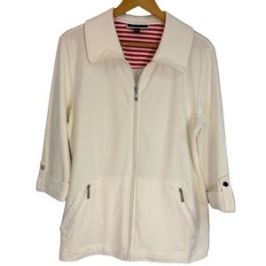 Karen Scott Sport L Lightweight White Cotton Summer Nautical 3/4 Sleeve‎ …